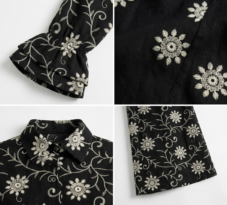 femme Noir Embroidered Co-ord Set - photo 6