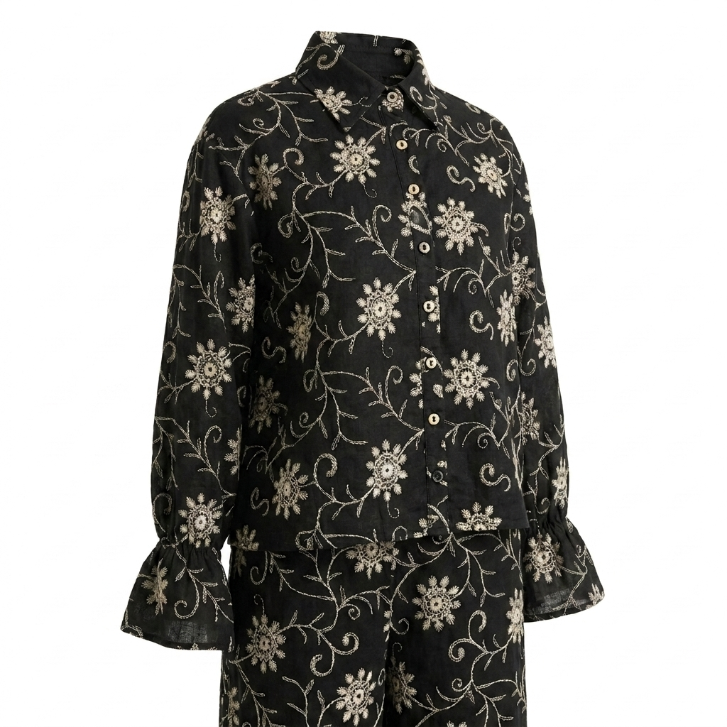 femme Noir Embroidered Co-ord Set - photo 1