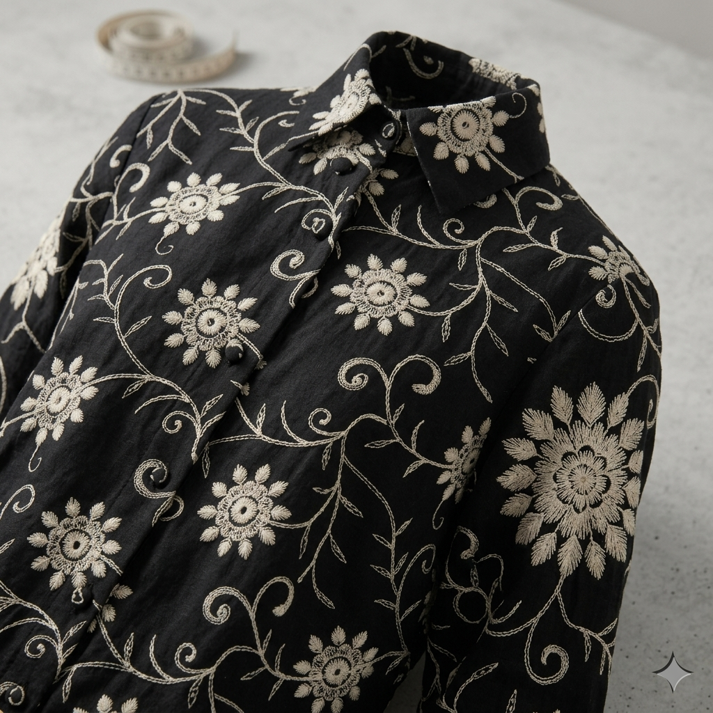 femme Noir Embroidered Co-ord Set - photo 3