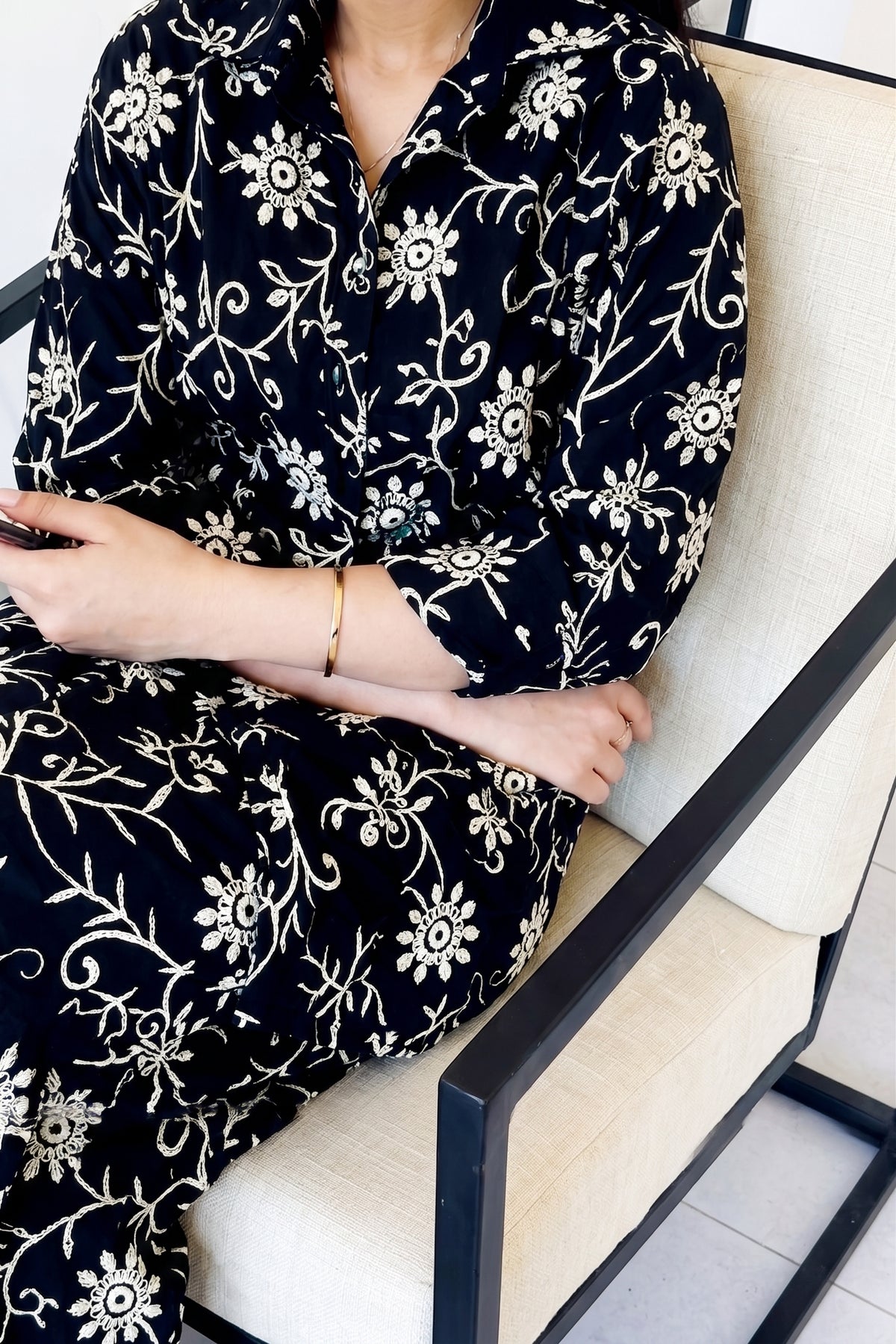 Black Embroidered Co-ord Set , Clearance