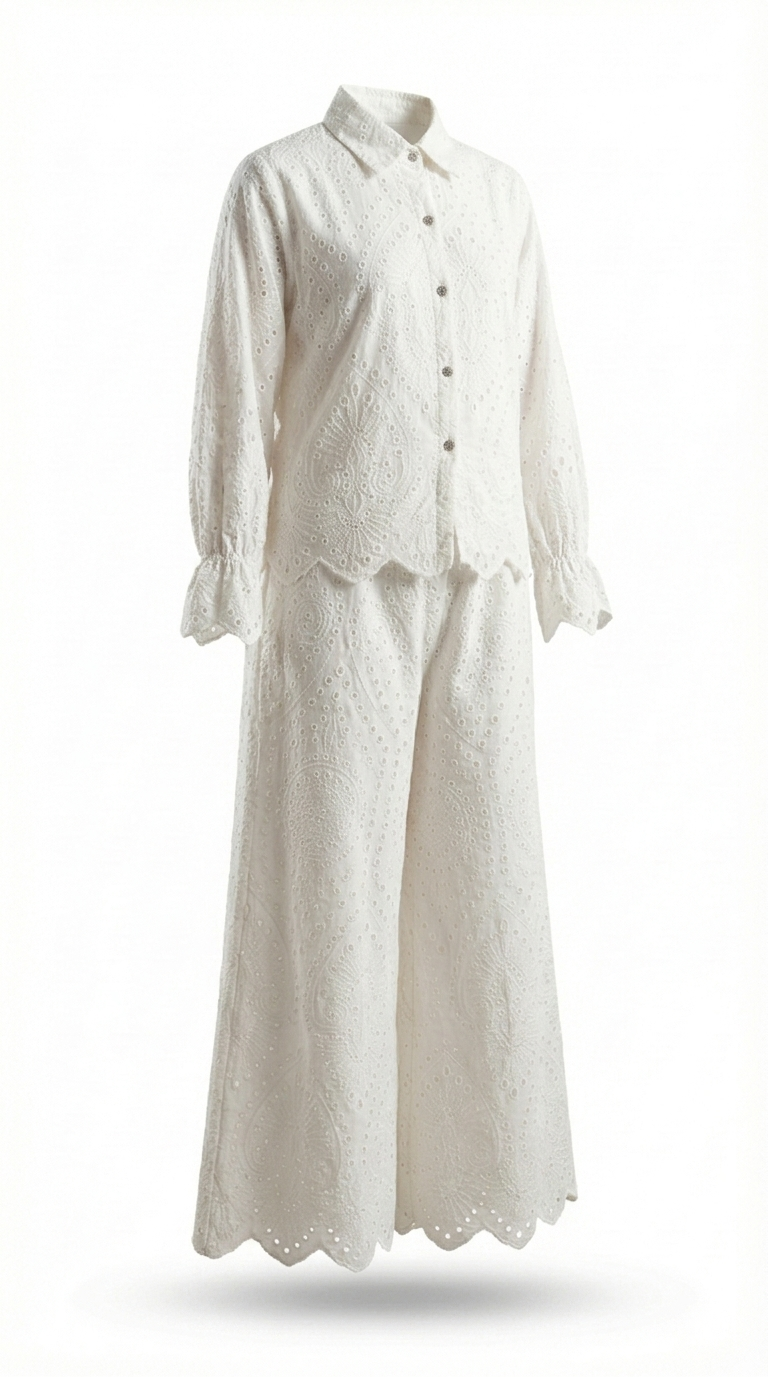 femme Ivory Eyelet Broderie Anglaise Co-ord Set - photo 1