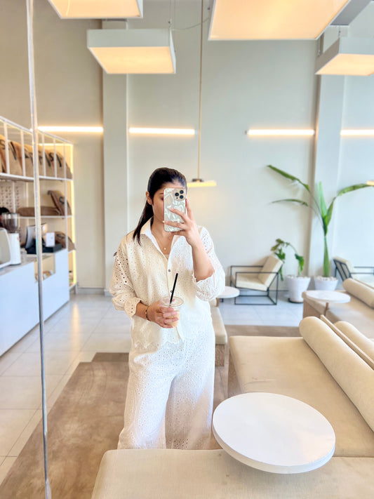 femme Ivory Eyelet Broderie Anglaise Co-ord Set - photo 4