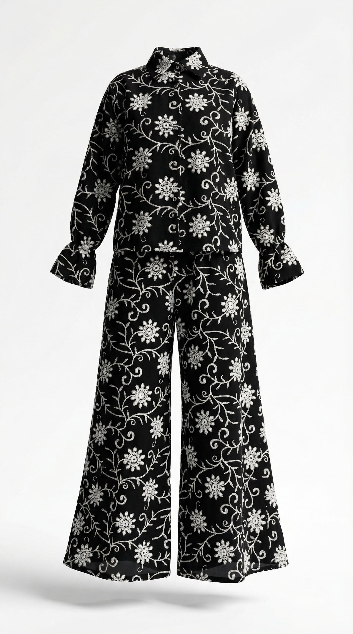 Black Embroidered Co-ord Set , Clearance